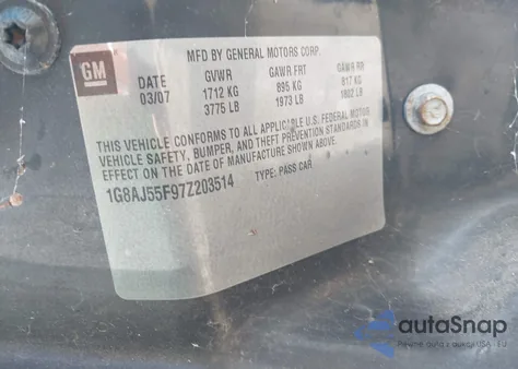 2007 Saturn Ion 2 from USA, damaged, VIN 1G8AJ55F97Z203514